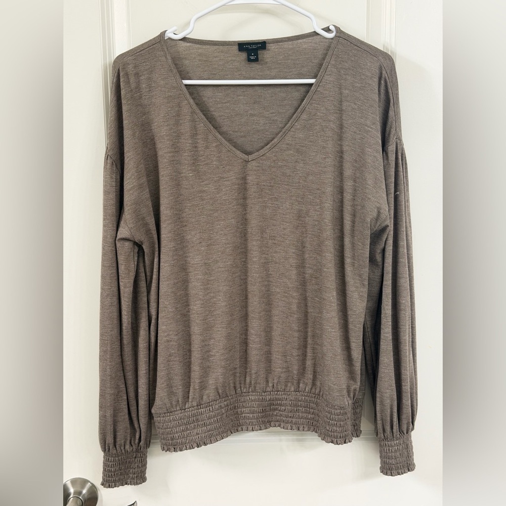 Ann Taylor Factory Brown V-Neck Top